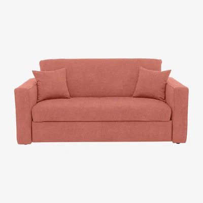 Furniture Village Versatile 2 Seater Fabric Sofa Bed with Box Arms - Pink
