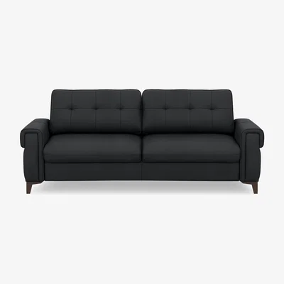 Furniture Village Zoom Leather 3 Seater Sofa Bed - Natural Black Mica