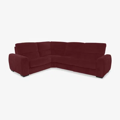 Furniture Village Flex Fabric Small Left Hand Facing Corner Sofa Bed with Power Recliner and Storage Arms - Burgundy