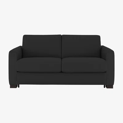 Furniture Village Nicoletti - Alcova 2 Seater Leather Sofa Bed with Box Arms - Torello Nero
