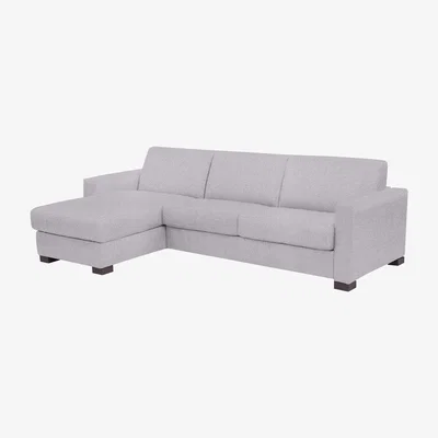 Furniture Village Nicoletti - Alcova 3 Seater Fabric Sofa Bed with Storage Chaise with Box Arms - Grey