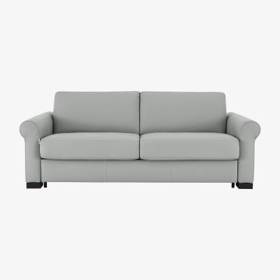 Furniture Village Nicoletti - Alcova 3 Seater Leather Sofa Bed with Scroll Arms - Torello Allumino