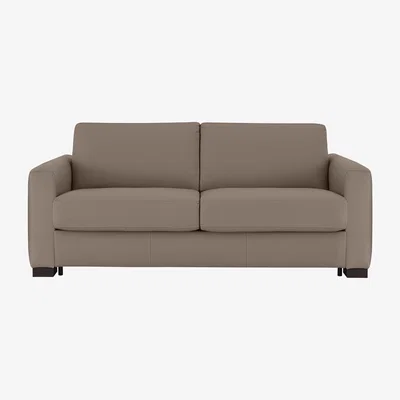 Furniture Village Nicoletti - Alcova 3 Seater Leather Sofa Bed with Box Arms - Botero Taupe