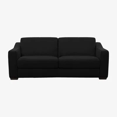 Furniture Village Optimus 3 Seater Leather Sofa Bed with Memory Foam Mattress - Black- World of Leather