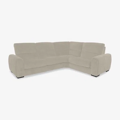 Furniture Village Flex Fabric Small Corner Sofa Bed with Storage Arm - R32 Light Khaki
