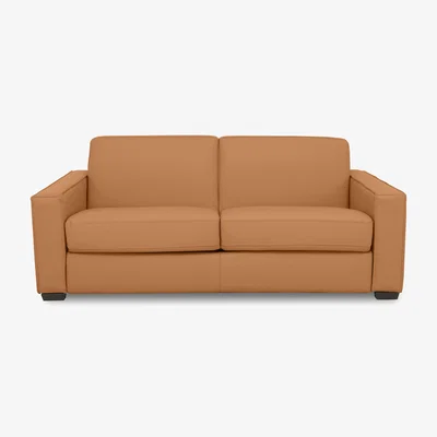 Furniture Village Parma 3 Seater Leather Manual Sofa Bed - NC Honey Yellow