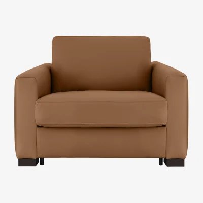 Furniture Village Nicoletti - Alcova Leather Chair Sofa Bed with Box Arms - Cognac - Sofas and Armchairs - In Time for Christmas