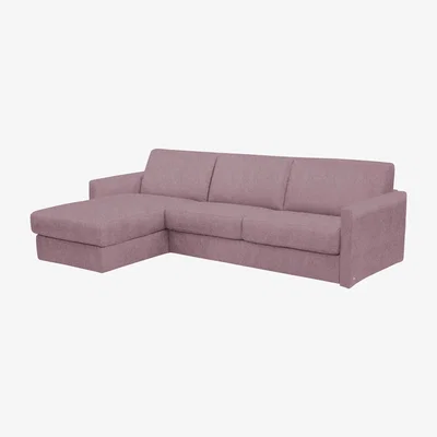 Furniture Village Nicoletti - Alcova 3 Seater Fabric Sofa Bed with Storage Chaise with Slim Arms - Pink