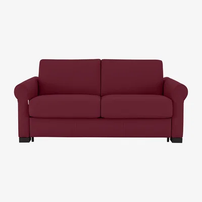 Furniture Village Nicoletti - Alcova 2 Seater Leather Sofa Bed with Scroll Arms - Dali Bordeaux