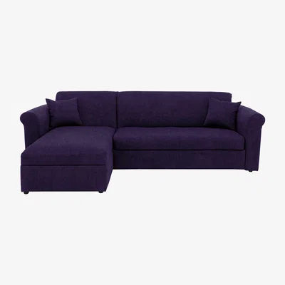 Furniture Village Versatile 2 Seater Fabric Chaise Sofa Bed with Storage with Scroll Arms - Purple