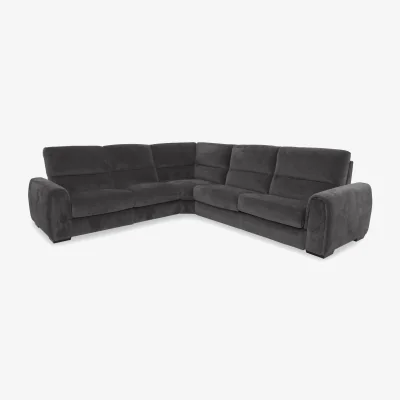 Furniture Village Flex Fabric Large Right Hand Facing Corner Sofa Bed with Power Recliner and Storage Arms - Anthracite