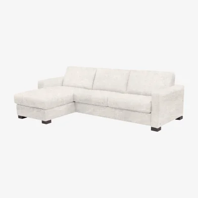 Furniture Village Nicoletti - Alcova 3 Seater Left Hand Facing Fabric Sofa Bed and Storage Chaise with Box Arms