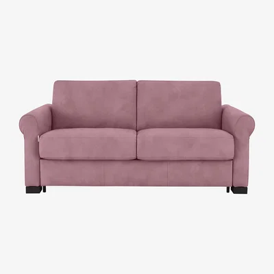 Furniture Village Nicoletti Italia - Alcova 2 Seater Fabric Sofa Bed with Scroll Arms - Selma Rosa