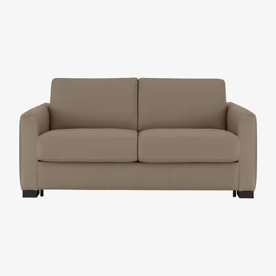 Furniture Village Nicoletti - Alcova 2 Seater Leather Sofa Bed with Box Arms - Torello Taupe