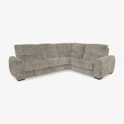 Furniture Village Flex Fabric Small Corner Sofa Bed with Power Recliner and Storage Arms - Mink
