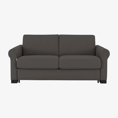 Furniture Village Nicoletti - Alcova 2 Seater Leather Sofa Bed with Scroll Arms - Torello Grigio Scuro