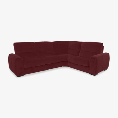 Furniture Village Flex Fabric Small Right Hand Facing Corner Sofa Bed with Power Recliner and Storage Arms - Burgundy