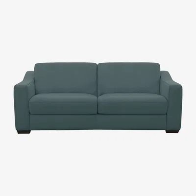 Furniture Village Optimus 3 Seater Leather Sofa Bed with Memory Foam Mattress - Green- World of Leather