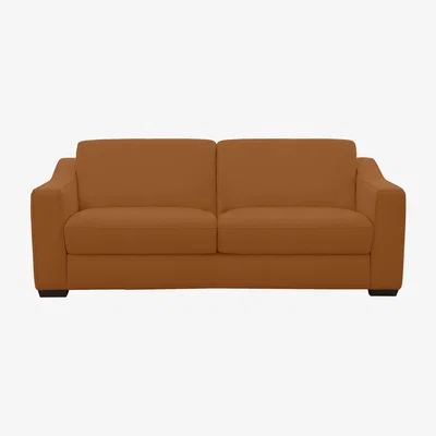 Furniture Village Optimus 3 Seater Leather Sofa Bed with Memory Foam Mattress - Brown- World of Leather