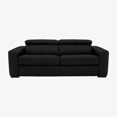 Furniture Village Infinity 3 Seater Leather Sofa Bed - Black- World of Leather
