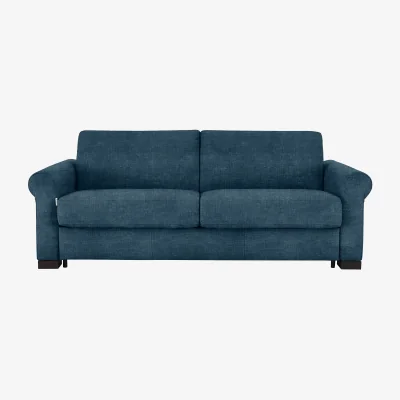 Furniture Village Nicoletti - Alcova 3 Seater Fabric Sofa Bed with Scroll Arms - Baobab Blue