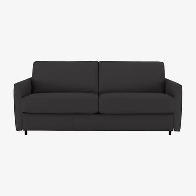 Furniture Village Nicoletti - Alcova 3 Seater Leather Sofa Bed with Slim Arms - Botero Nero