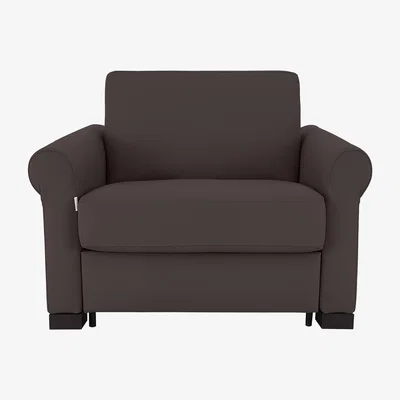 Furniture Village Nicoletti - Alcova Leather Chair Sofa Bed with Scroll Arms - Botera Testa Di Moro