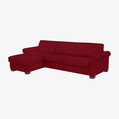 Furniture Village Nicoletti - Alcova 3 Seater Fabric Sofa Bed with Storage Chaise with Scroll Arms - Red