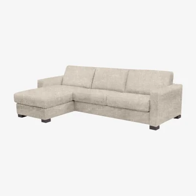 Furniture Village Nicoletti - Alcova 3 Seater Left Hand Facing Fabric Sofa Bed and Storage Chaise with Box Arms