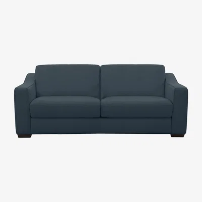 Furniture Village Optimus 3 Seater Leather Sofa Bed with Memory Foam Mattress - Blue- World of Leather