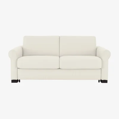 Furniture Village Nicoletti - Alcova 2.5 Seater Leather Sofa Bed with Scroll Arms - Torello Bianco Puro - Sofas and Armchairs - In Time for Christmas