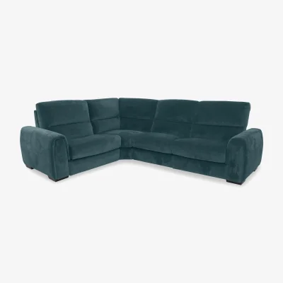 Furniture Village Flex Fabric Small Left Hand Facing Corner Sofa Bed with Power Recliner and Storage Arms - Peacock