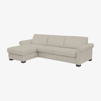Furniture Village Nicoletti - Alcova 3 Seater Leather Sofa Bed and Storage Left Hand Facing Chaise with Scroll Arms - Sofas and Armchairs - In Time for Christmas