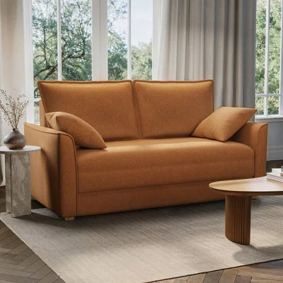 Furniture123 Orange Velvet 2 Seater Pull Out Sofa Bed - Hunter