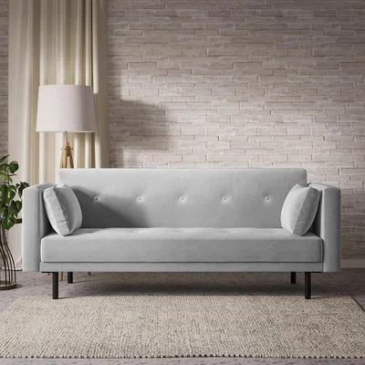 Furniture123 Grey Velvet Click Clack Sofa Bed - Seats 3 - Rory