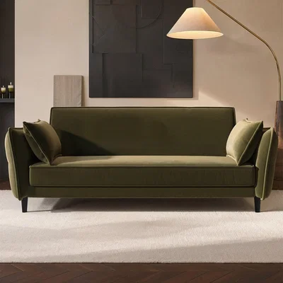 Furniture123 Khaki Green Velvet 3 Seater Click Clack Sofa Bed  Bobby