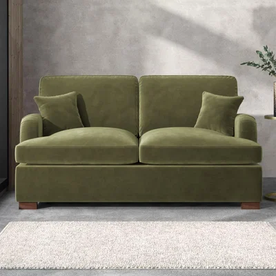 Furniture123 Olive Green Velvet 2 Seater Sofa Bed - Payton