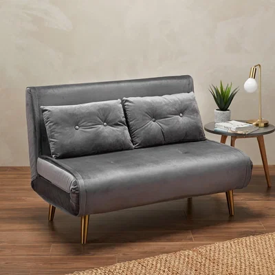 Furniture123 Grey Velvet Futon Sofa Bed - Madison