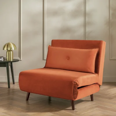 Habitat Habitat Roma Small Double Velvet Chairbed - Orange