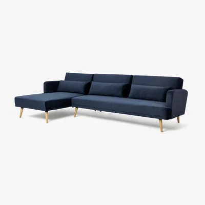 Habitat Habitat Andy Left Corner Velvet Clic Clac Sofa Bed - Navy