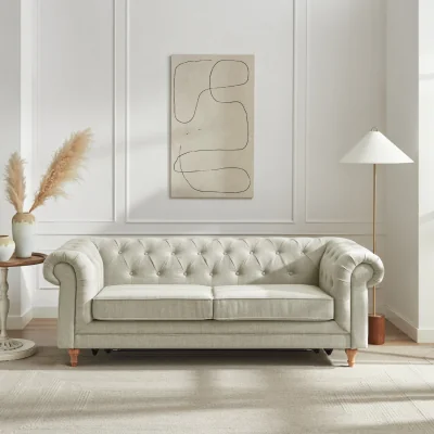 Habitat Habitat Chesterfield 2 Seater Fabric Sofa Bed - Natural