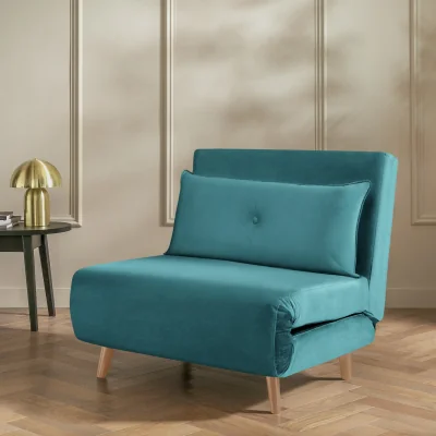 Habitat Habitat Roma Small Double Velvet Chairbed - Teal