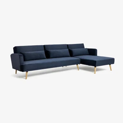 Habitat Habitat Andy Right Corner Velvet Clic Clac Sofa Bed - Navy