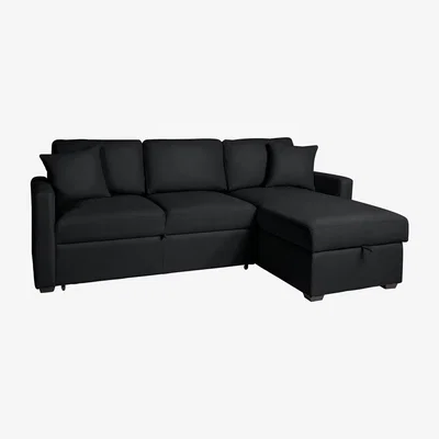 Habitat Habitat Reagan Right Corner Faux Leather Sofa Bed - Black