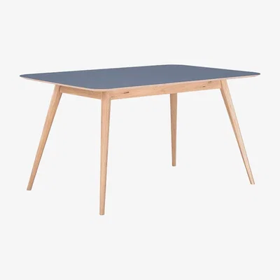 Heal's Gazzda Stafa Dining Table Smokey Blue Linoleum 140x90x75cm - Heal's UK Furniture