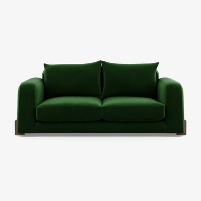 Heal's Heal's Nuvola 2 Seater Sofa Smart Velvet Forest Walnut Stained Oak Feet - Heal's UK Furniture