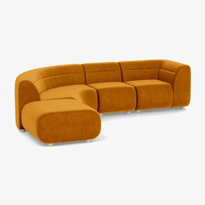Heal's Heal's Lilli Left Hand Facing Curved Corner Sofa Smart Luxe Velvet Cognac Natural Ash Feet - Heal's UK Furniture