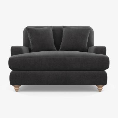 Heal's Heal's Hampstead Loveseat Smart Luxe Velvet Nickel Natural Feet - Heal's UK Furniture