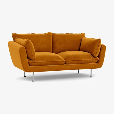 Heal's Heal's Allora 2 Seater Sofa Smart Luxe Velvet Cognac Stainless Steel Feet - Heal's UK Furniture