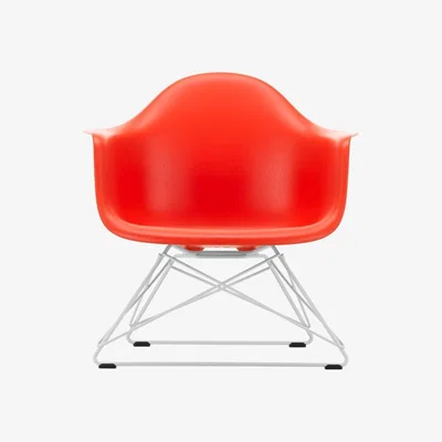 Heal's Vitra Eames LAR Chair Poppy Red White Powder Coated Wire Base With Cross Struts - Heal's UK Furniture